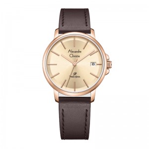 Alexandre Christie AC 1032 Rosegold Full Brown Leather Lady LDLRGLN